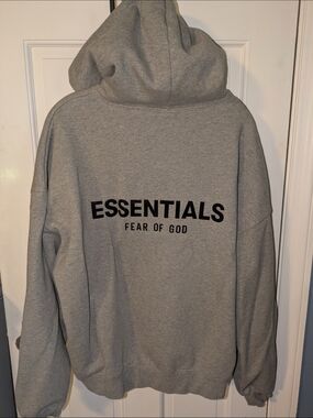 Fear of God ESSENTIALS Grey Hoodie with Black Logo